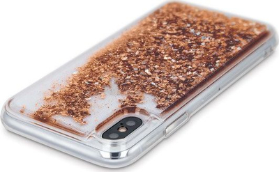 Këllëf telefoni për Xiaomi Mi A3, TPU Liquid Glitter, kundra goditjeve, ngjyrë gold