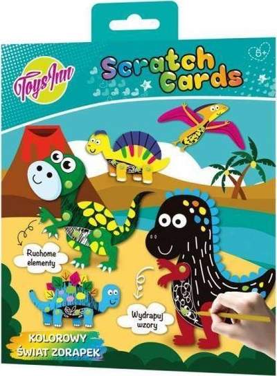 Set kreativ gërvishtës ToysInn Scratch Cards Dinosaurs, për fëmijë 6+, shumëngjyrësh