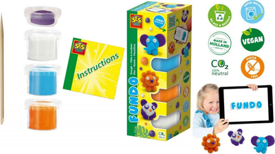 Set plasteline SES Creative 00813 FunDo Dough Wild Animals, 3x90g 1x40g, shumëngjyrësh
