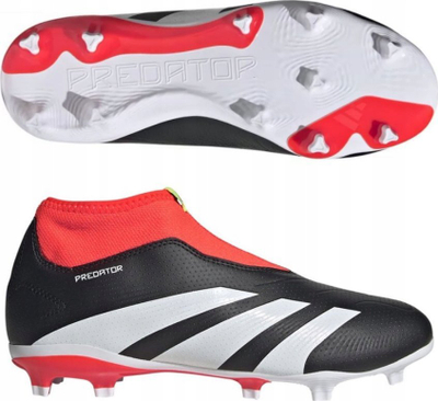 Këpucë futbolli për kalama Adidas Predator League LL FG, pa lidhëse, për fushë natyrale, të zeza me të kuqe