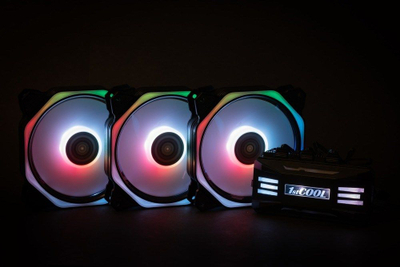 Set ventilatorësh PC 1stCOOL AURA EVO 4 ARGB, 3x 120mm, me kontrollor dhe telekomandë, i zi