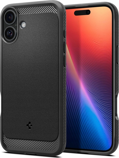 Kapak telefoni Spigen Rugged Armor MagSafe për iPhone 16 Plus, i zi mat