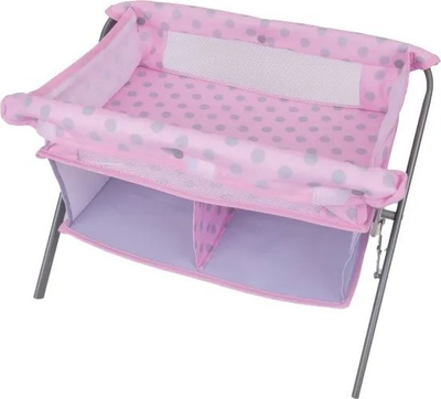 Set lodrash Tiny Treasures Folding Changing Table Cot, tavolinë ndërrimi dhe krevat për kukulla, palosës