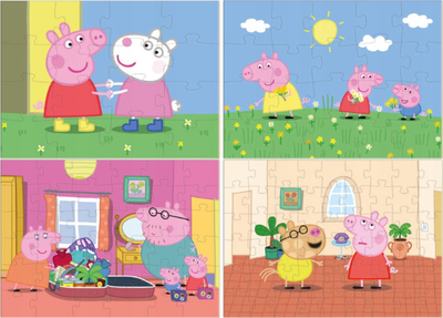 Puzzle Peppa Pig 4 në 1 Dodo, 4 skena, 16 20 36 54 copë, shumëngjyrësh
