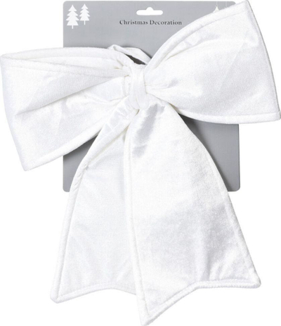 Fjongo zbukuruese Home Styling Collection Ornamental White Velour Bow, 32x34cm, për pemë Krishtlindjesh, e bardhë