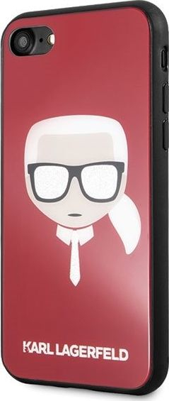 Këllëf telefoni Karl Lagerfeld Iconic Glitter Karl`s Head, për iPhone X XS, TPU PC, i kuq