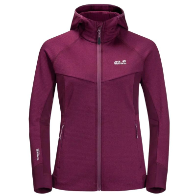 Женска јакна Jack Wolfskin Hydro Grid Fleece Jacket Jkt W, полиестер, со капуља