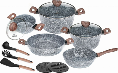 Set tenxheresh Zilner Forest ZL-8519, 15 pjesë, veshje mermeri, ngjyrë pylli