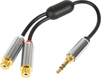 Adapter audio Blow Premium, Jack 3.5mm në 2x RCA, 15cm, i zi