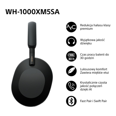 Kufje SONY WH-1000XM5SA, të zeza