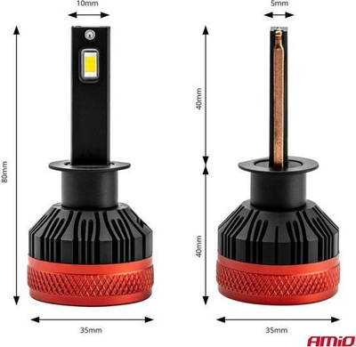 Llamba LED për makinë Amio X3 H1, 9900lm, 6500K, e bardhë