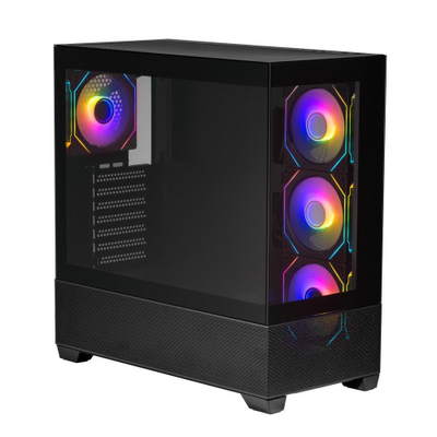 IG-MAX X218B-4F Black Horizon Glass, Mid Tower, 4x RGB Fan, Tempered Glass, GPU 425mm, Black