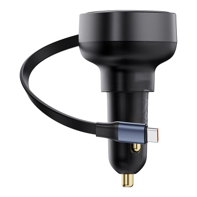 Полнач за автомобил Baseus Enjoyment Pro, 30W, со извлечен USB-C кабел, црн