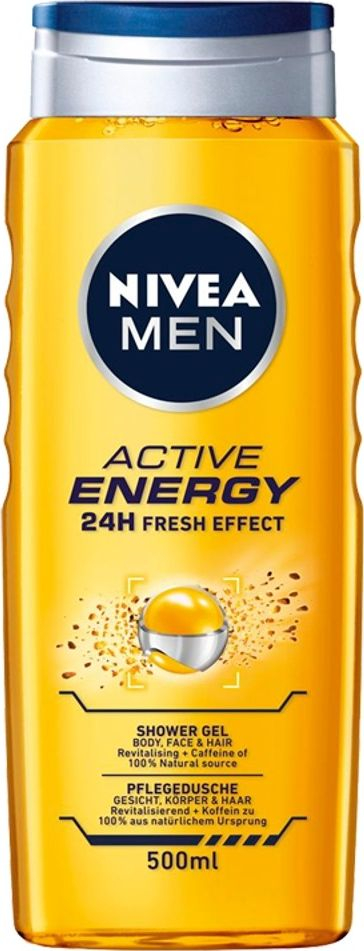 Xhel dushi për meshkuj Nivea Active Energy, 500 ml