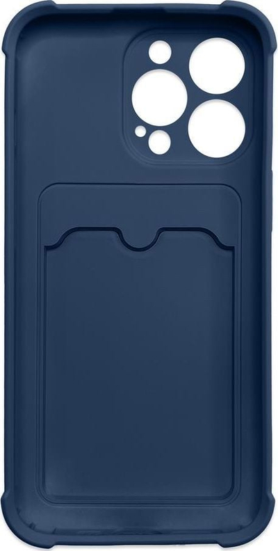 Mbulesë telefoni Hurtel Card Armor për iPhone 13 mini, silikon me xhep karte, blu navy