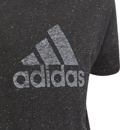 Bluzë sportive për fëmijë adidas Badge of Sport Tee Jr HM2646, pambuk, me mëngë të shkurtra, e zezë