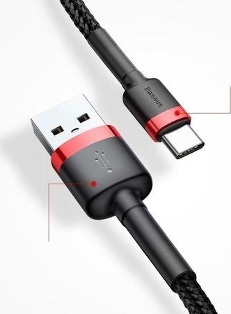 Kabllo Baseus USB-A - USB-C (CATKLF-U91), 3 m, e kuqe/e zezë