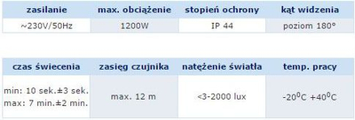 Senzor lëvizjeje Orno OR-CR-204/W, 1200W, 180°, IP44, i bardhë
