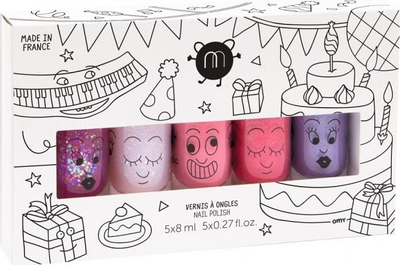 Сет лак за нокти за деца Nailmatic Kids Party, 5 парчиња, на водена основа, повеќебоен