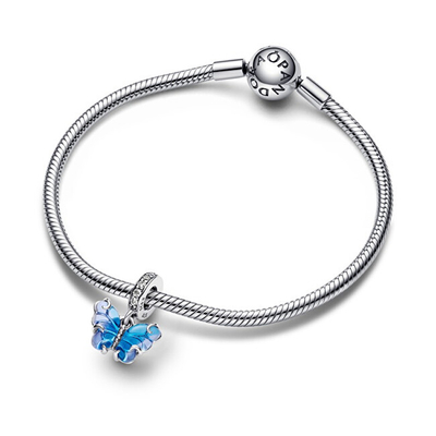 Aksesor për byzylyk Pandora Charming Murano Butterfly 792698C01, i kaltër