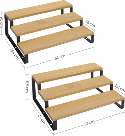 Raft erëzash Leobert KCS016N01, bambu, 3 nivele, kornizë çeliku e zezë