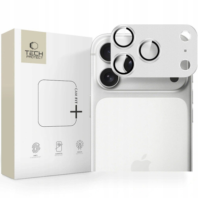 Mbrojtëse kamerë Tech-Protect Camfull Fit+, Apple iPhone 17 Pro Max, xham i fortifikuar, argjendtë