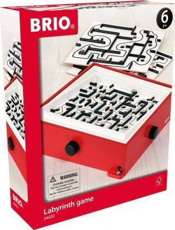 Lojë tavoline BRIO Labyrinth Game 34020, me labirint, për kalamaj 6+, e kuqe bardh e zi