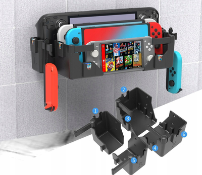 Braketë murale JYS NS247 për Nintendo Switch dhe Steam Deck, modulare, ABS, e zezë