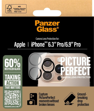 Mbrojtëse kamere PanzerGlass PicturePerfect, për iPhone 16 Pro 16 Pro Max, xham i tejdukshëm