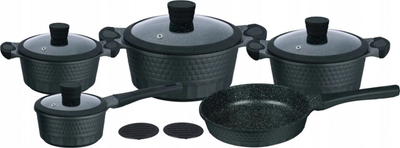 Set tenxheresh Zilner Diamond Series ZL-8514, 11 pjesë, veshje mermeri qeramike, gri