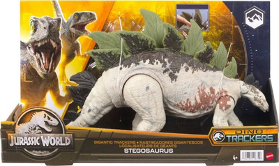 Lodër dinosauri Mattel Jurassic World Gigantic Trackers Stegosaurus, figurë e madhe, me këmbë edhe bisht që lëvizin, shumëngjyrëshe