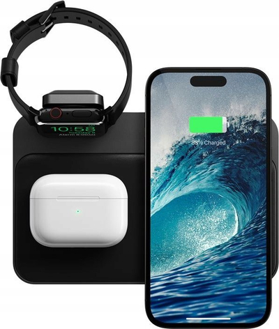 Stacion karikimi wireless Nomad Base Station Apple Watch Edition V4, 3 në 1, i zi
