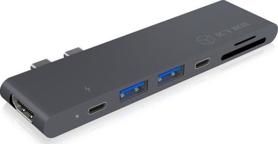 Stacion dokimi Icy Box DK4037a-2C, Thunderbolt 3, i hirtë