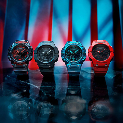 Orë për meshkuj Casio G-Shock GA-B001G-1AER, e zezë/kuqe
