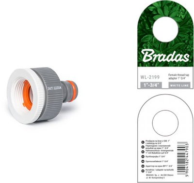 Pistoletë uji Bradas WHITE LINE WL-2199, lidhje 3/4" me reduktim 1/2", gri e bardhë