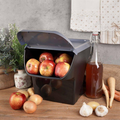 Kuti kuzhine për perime dhe fruta 13L, me kapak, gri