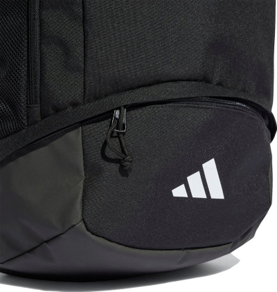 Çantë shpine Adidas Tiro League HS9758, xhepa anësorë rrjete, me zinxhir, e zezë