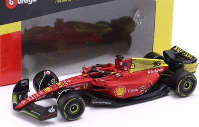 Maketi BBurago Ferrari F1 75 Monza GP 2022, shkalla 1:43, me vitrinë, i kuq