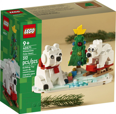 Set ndërtimi LEGO 40571 Wintertime Polar Bears, 312 pjesë, nga 9 vjeç, i bardhë