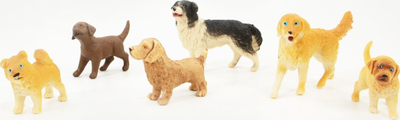 Set lodrash Doggies, 6 figura qenësh, plastikë, shumëngjyrësh