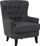 Karrige kolltuk VIBORG II, stil wingback, me stof, gri e errët