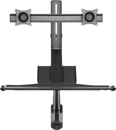 Mbajtëse muri për monitor dhe tastierë Maclean MC-633, për dy monitorë 17"-27", sustë gazi, e zezë