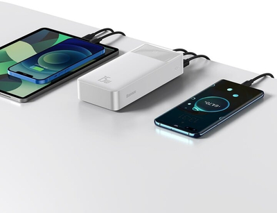 Powerbank me ekran dixhital Baseus Bipow, 30000mAh, 15W, i bardhë