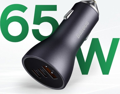 Karikues veture Baseus CGJP010003, 65W, 2x Type C dhe USB, blu