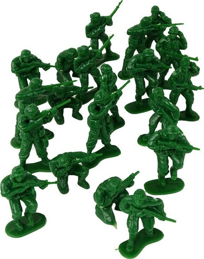 Set lodrash ushtarë plastikë “Military”, 40 copa, 5 cm, jeshil edhe verdhë