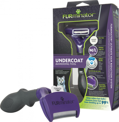 FURminator Алатка за Отстранување на Поддлака за Краткодлаки Мачки, Medium/Large