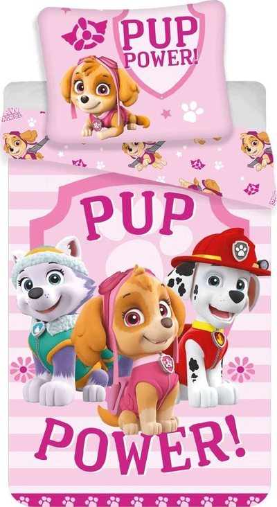 Set jorgani Paw Patrol Pup Power, njëpersonsh, pambuk, rozë