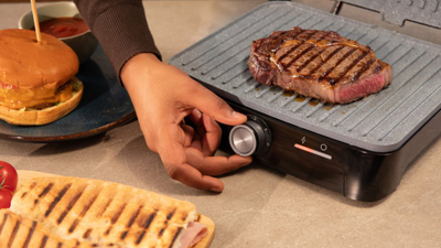 Grill elektrik Cecotec Rock'nGrill 1500 Full Open, 1500W, hapje 180°, gri e zezë