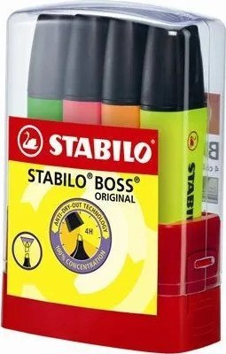 Marker fluoreshent STABILO BOSS Original BOSSparade, set 4 copë, jeshile rozë portokalli e verdhë