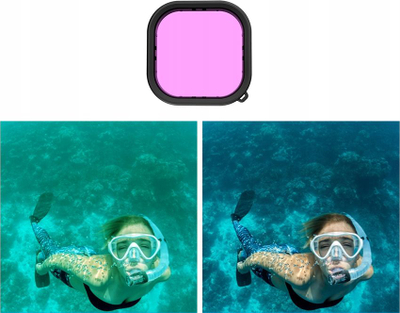 Set filtrash zhytës Telesin për GoPro Hero 9 Black, 3 në 1, i kuq rozë vjollcë